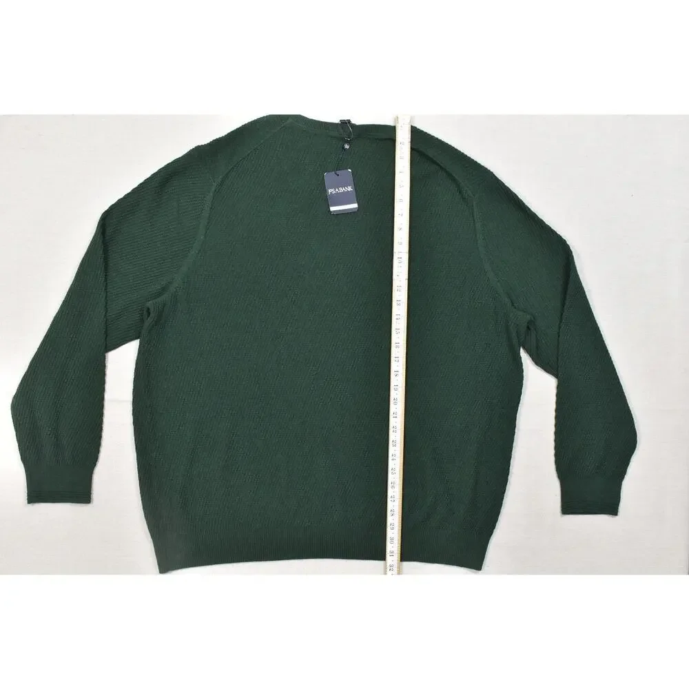 Jos. A. Bank Sweater Men's 3X Green 100% Pima Cotton V-Neck Tailored Fit Texture